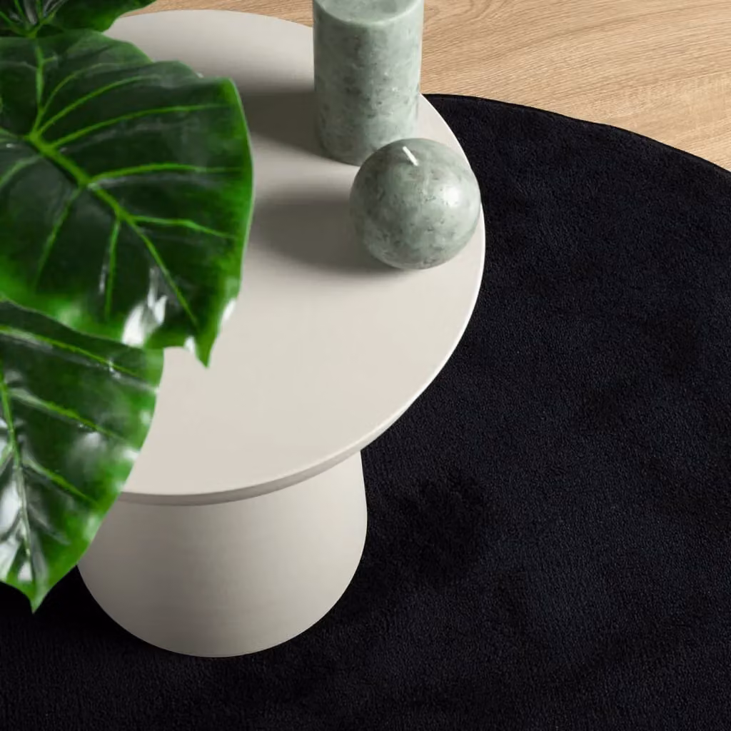 Berkfield Home Oviedo Round Short Pile Rug in Black, Diameter: 160 cm – 3