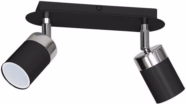 Milagro Joker Adjustable Minimalist Ceiling Lamp in Black and Chrome Metal with GU10 LED Compatibility