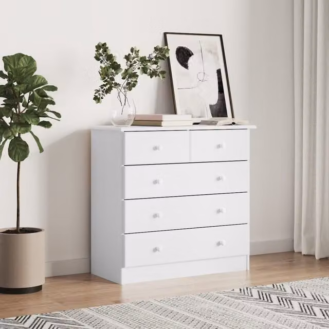 Berkfield Home ALTA Chest of Drawers in White Solid Wood Pine, W/D/H: 77 x 35 x 73 cm