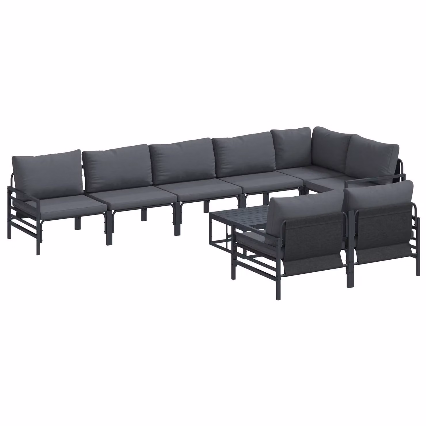 Berkfield Home 9 Piece Anthracite Garden Sofa Set with Powder Coated Steel Frame and Cushions – 2