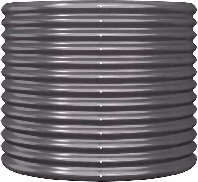 Berkfield Home Durable Powder-coated Steel Garden Planter Tub in Anthracite Grey, W/D/H: 80 x 80 x 68 cm