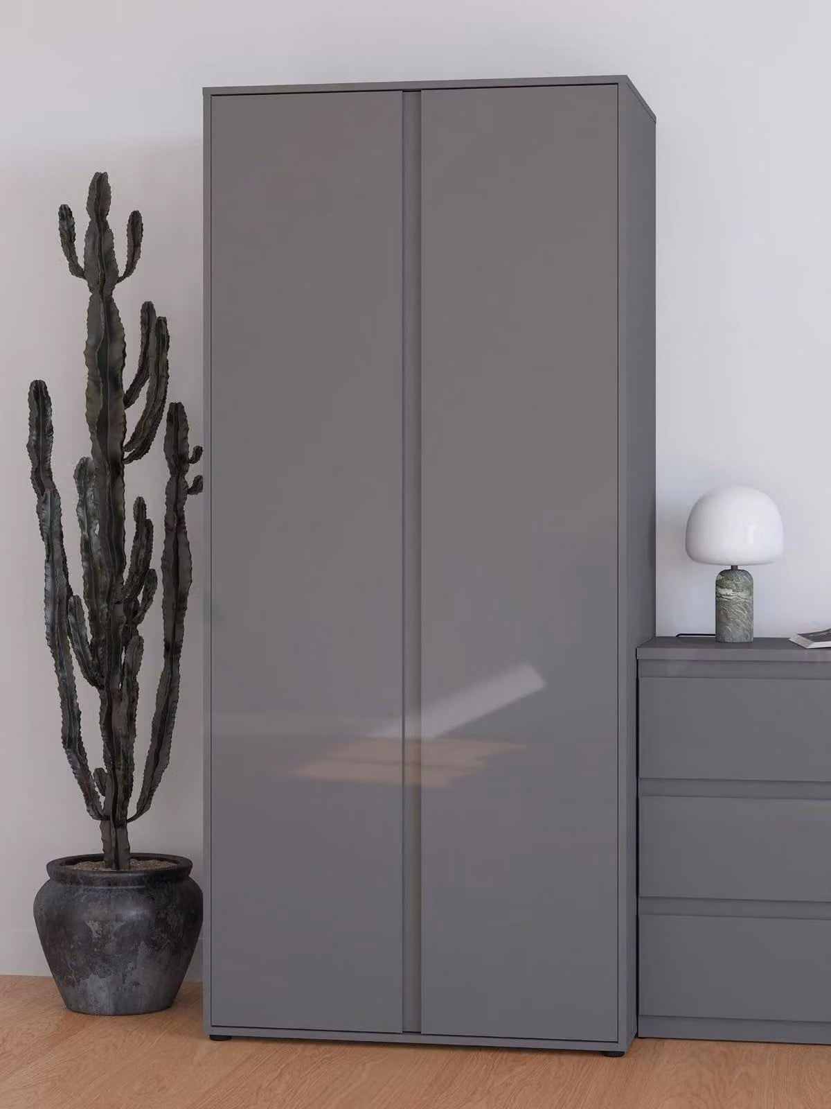 Layton Gloss 2 Door Sliding Wardrobe in Grey