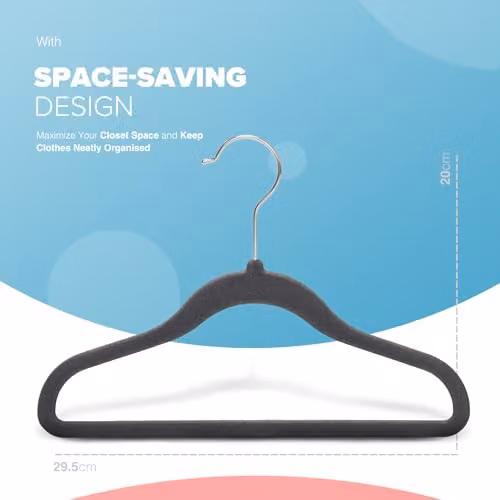 Kidoola 20 Velvet Non-Slip Baby Hangers in Black and Silver for Infants and Toddlers – 2