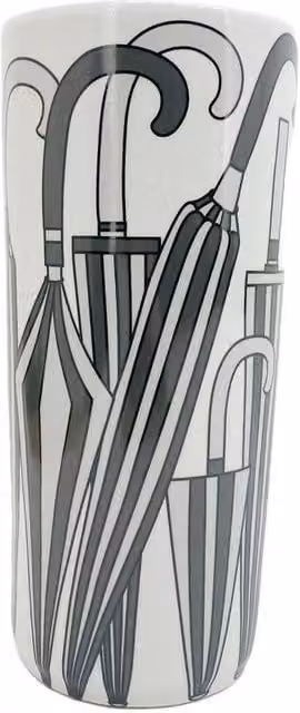 Minster Ceramic Umbrella Stand Vase in Black and White, W: 20 cm, D: 20 cm, H: 46 cm