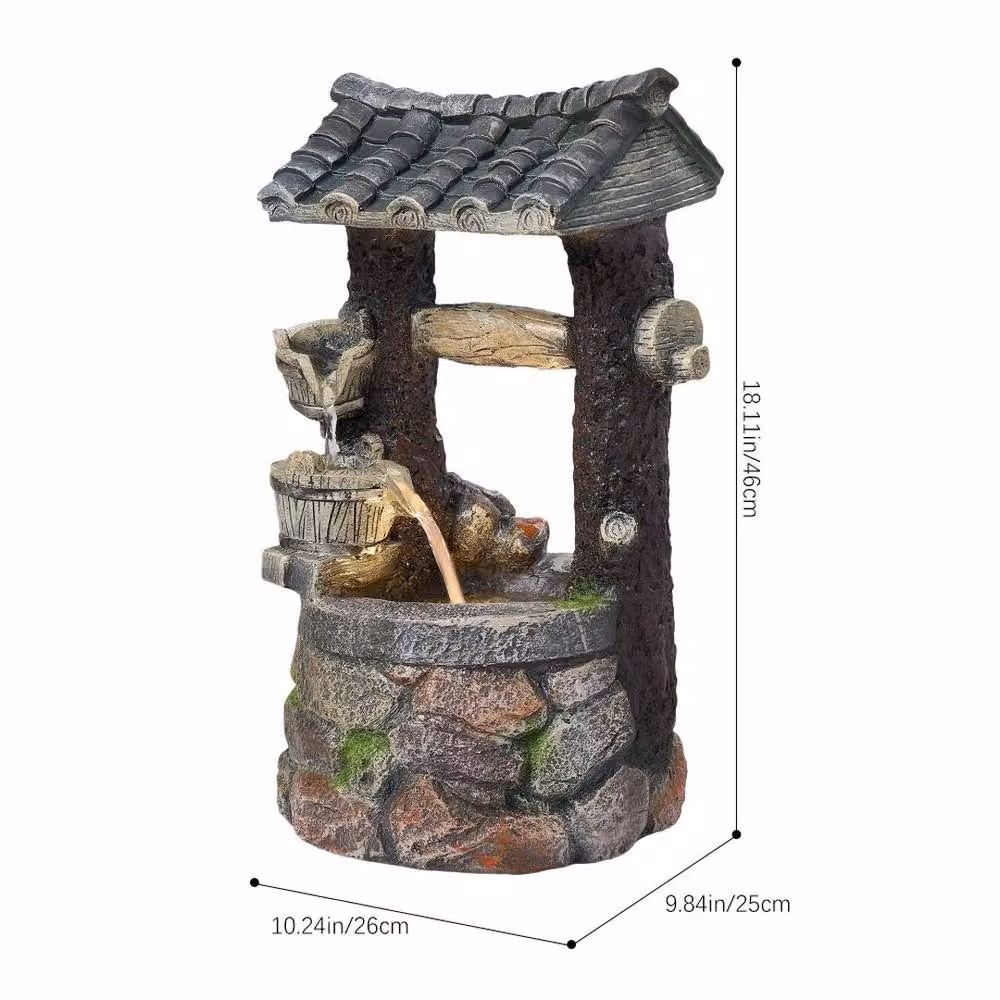 Kelvenix Bronze Solar Wishing Well Outdoor Water Fountain, W/D/H: 46 x 46 x 26 cm – 2