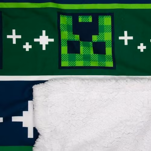 Character World Minecraft Bells Fleece Blanket with Sherpa, Multicolour – 4