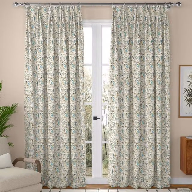 ANTE DECOR Zoe Made To Measure Blackout Cotton Curtains in Green and Multicolour
