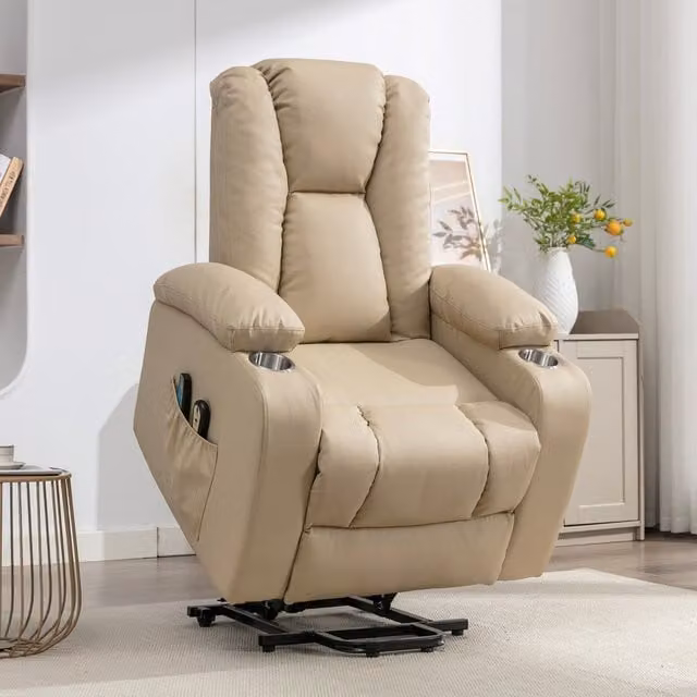 Artemis Home Hartville Electric Lift Assist Riser Recliner with Massage and Heat in Beige