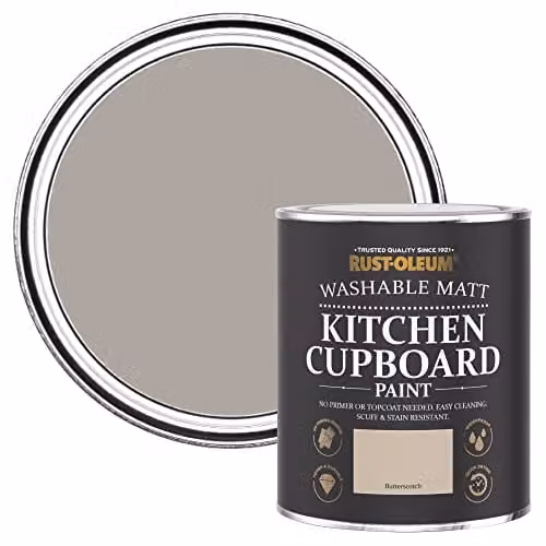 Rust-Oleum Water Based Kitchen Cupboard Paint in Matt Finish, Butterscotch, 750ml – 1