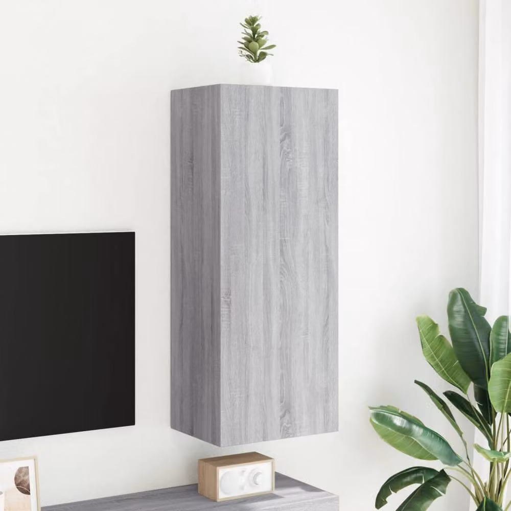 Berkfield Home Grey Sonoma Wall Mounted TV Cabinet with Hinged Doors and Internal Shelves, W/D/H: 40.5 x 30 x 102 cm – 2