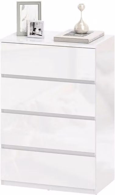 KORVIXA High Gloss Chest of Drawers in White with Soft Close Drawers – 1