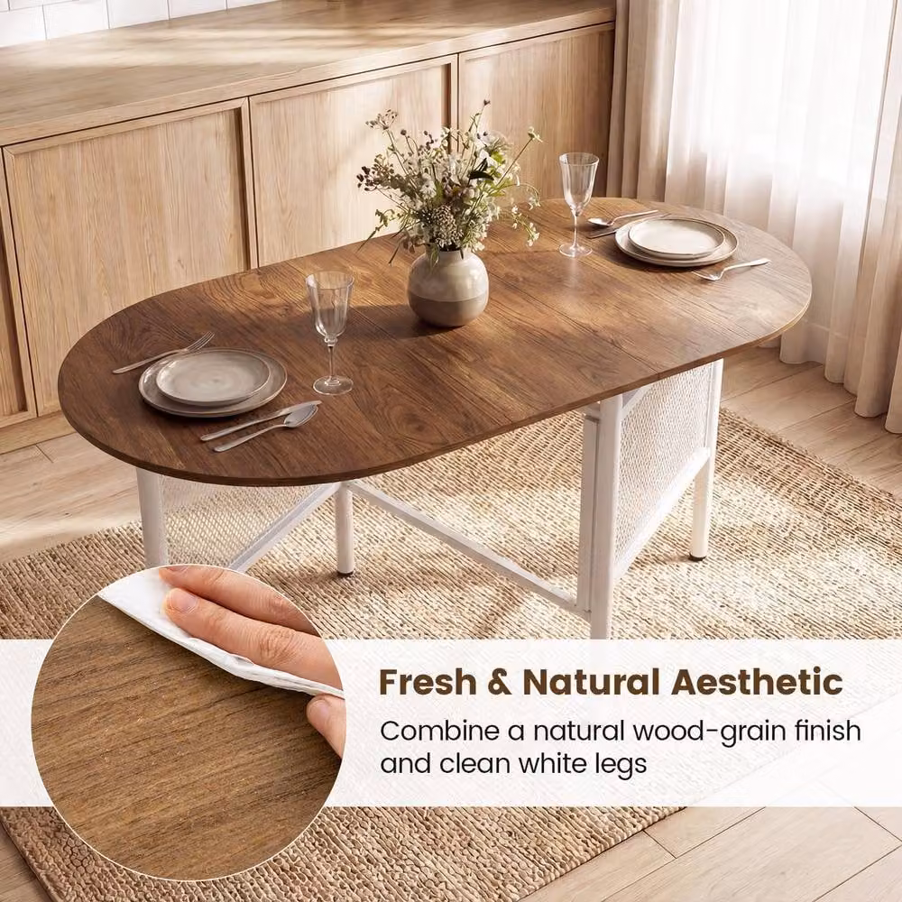 Costway Farmhouse Folding Dining Table in Natural Wood, W: 150 cm – 4
