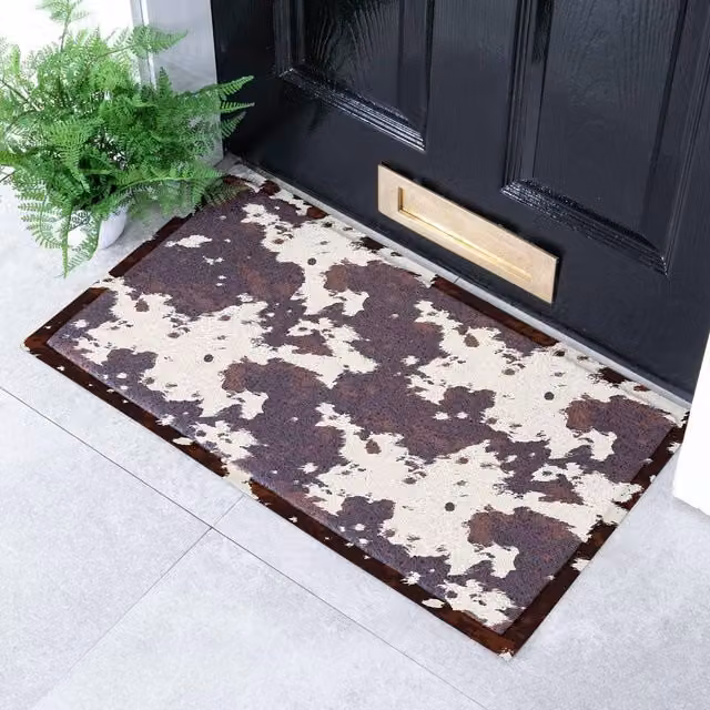 Artsy Mats Brown Cow Print Indoor Outdoor Mat, W: 40 cm, D: 70 cm – 1