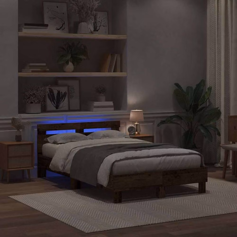 Berkfield Home Modern Engineered Wood Bed Frame in Brown, W/D/H: 120 x 190 cm – 4