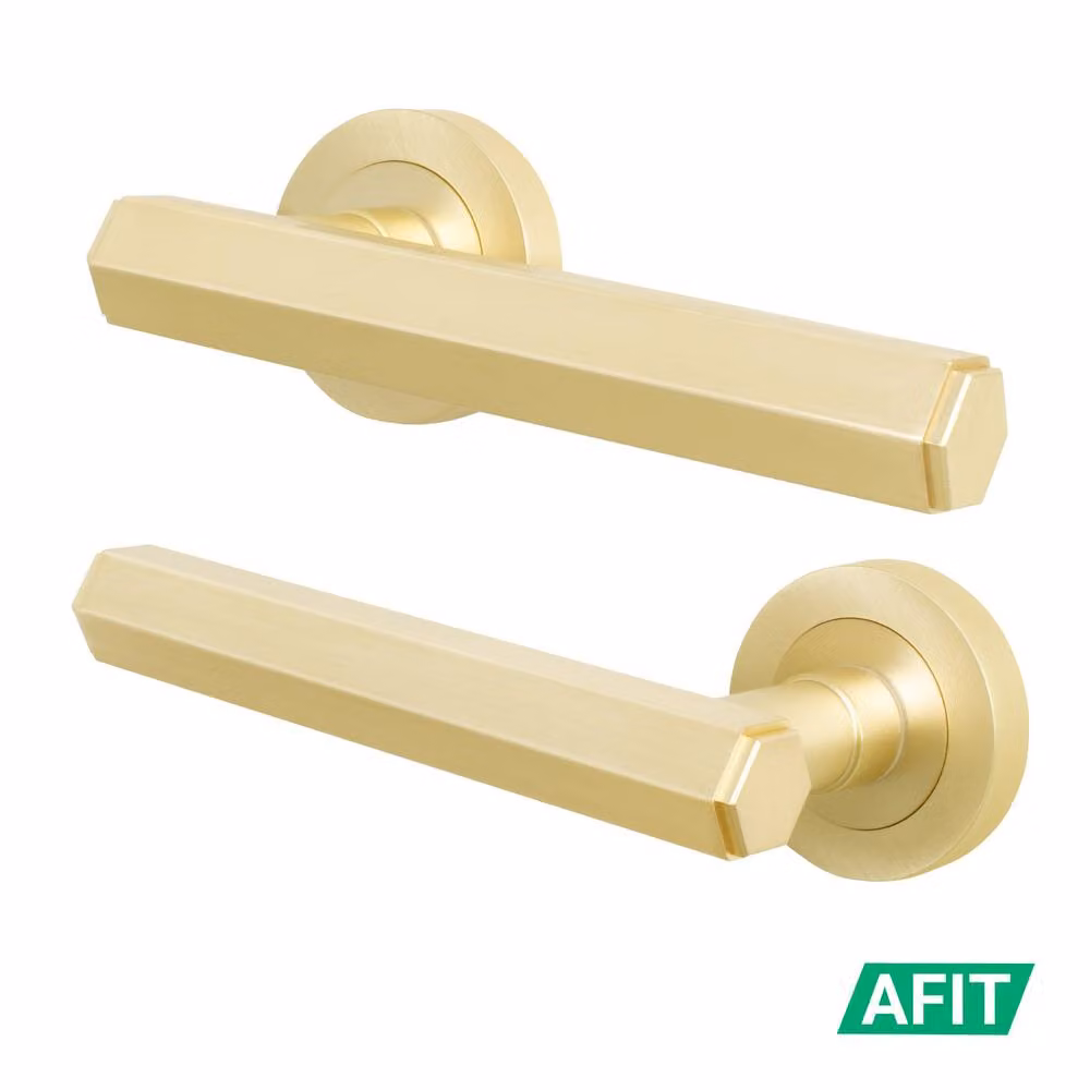 AFIT Satin Brass Internal Lever On Rose Door Handle in Gold – 2