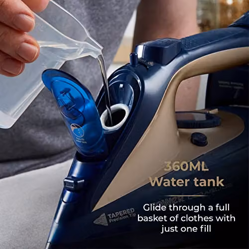 Tower T22008BLG CeraGlide Cordless Steam Iron with Ceramic Non-Stick Soleplate, Blue and Gold – 7