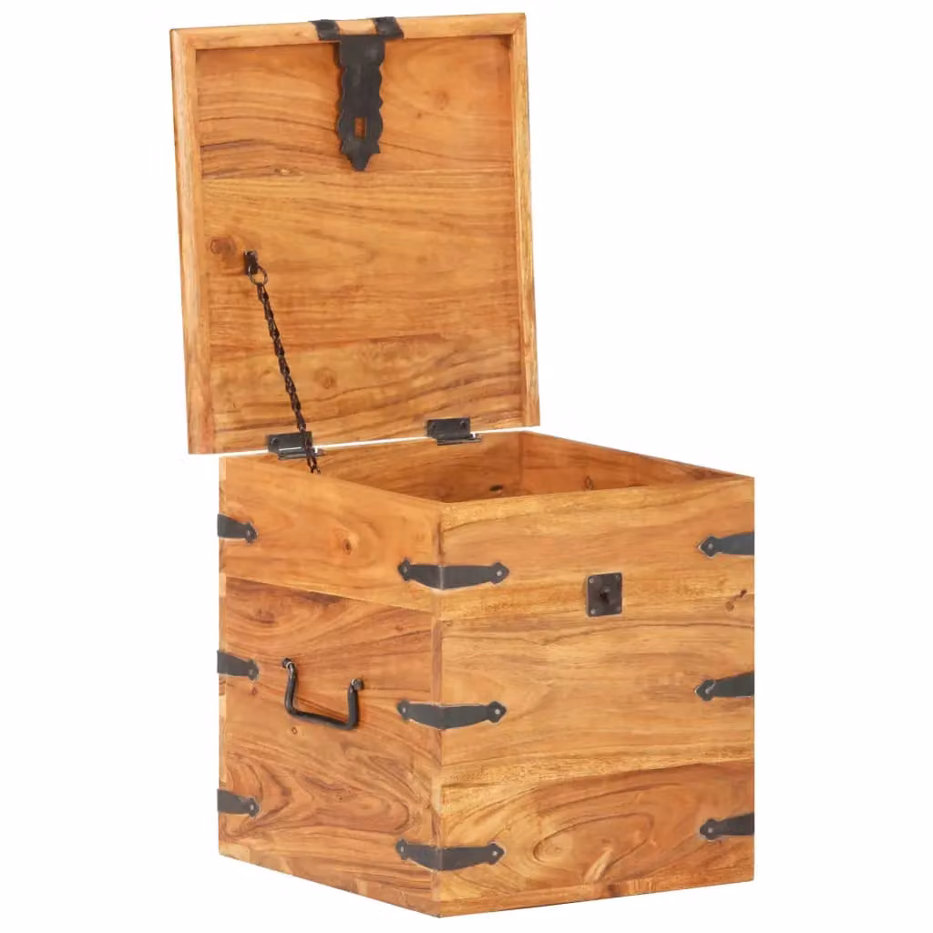 Berkfield Home Rustic Solid Acacia Wood Chest in Brown, W/D/H: 40 x 40 x 40 cm – 2