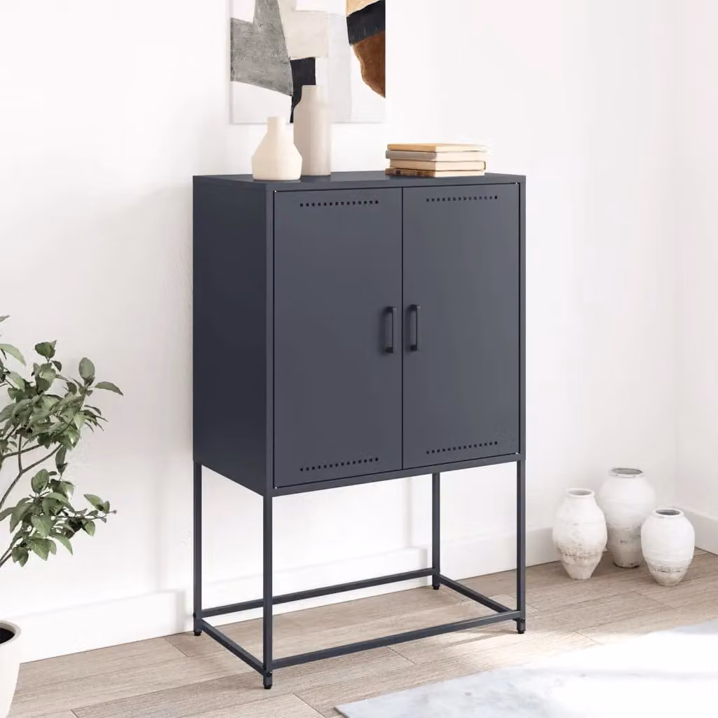 Berkfield Home Industrial TV Cabinet in Black Metal, W: 68 cm, D: 39 cm, H: 60.5 cm – 2