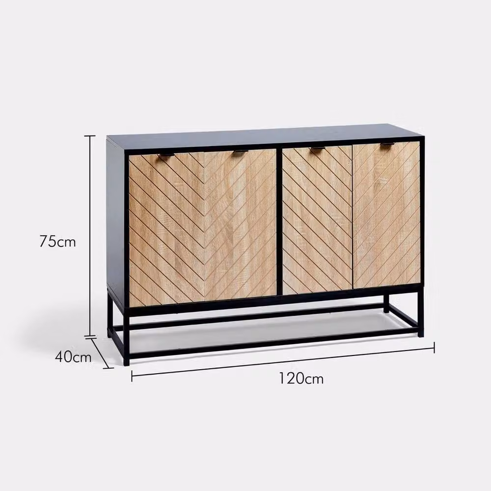 NESTLUNE 4 Door Brown Wood Sideboard for your Living Room, W: 100 cm, D: 15 cm – 2