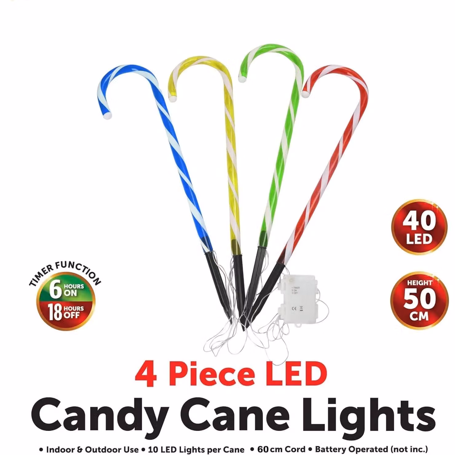 MANTRARAJ 4-Piece Multicolour LED Candy Cane Christmas Outdoor Pathway Garden Lights – 2