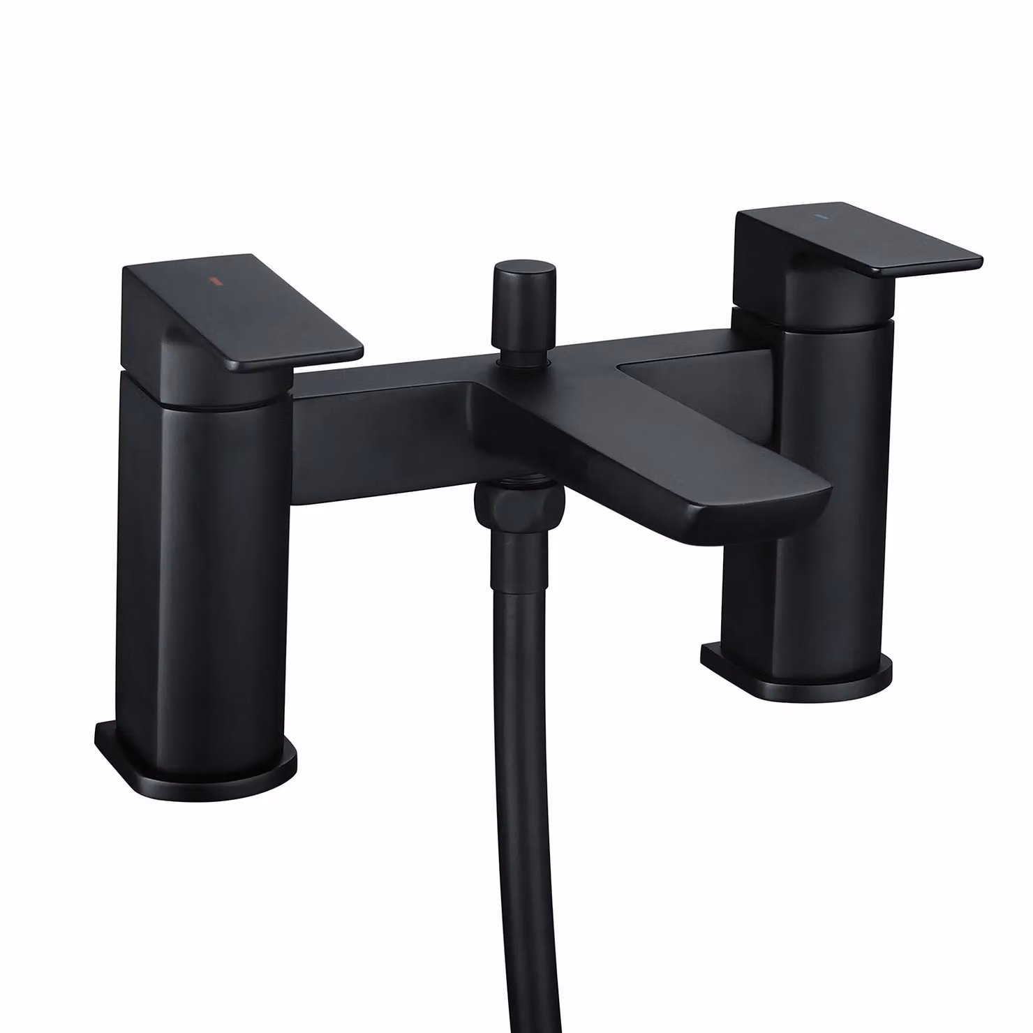Nes Home Matte Black Modern Brass Bath and Shower Mixer Tap Set – 3