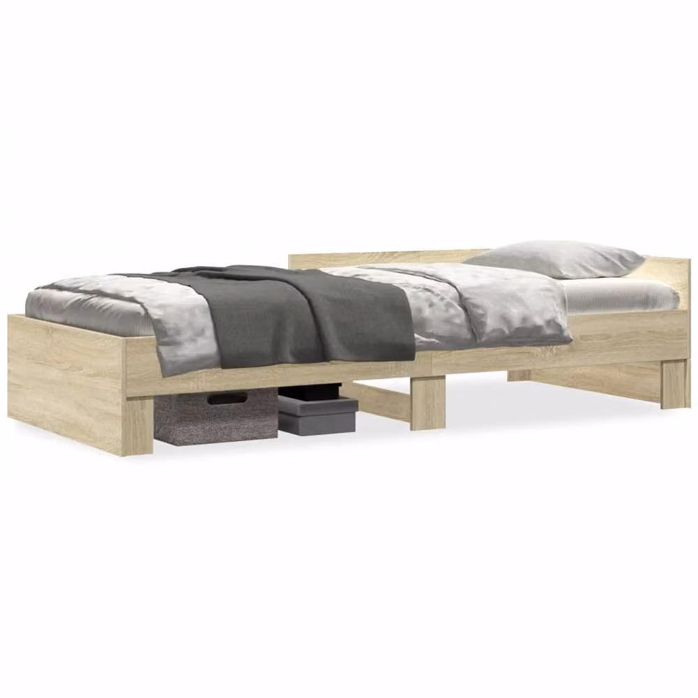 Berkfield Home Sonoma Oak Bed Frame in Brown, W/D/H: 100 x 200 cm – 2