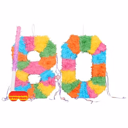 Fax Potato Multicoloured Birthday Party Piñata Set with Pink Stick and Blindfold – 1