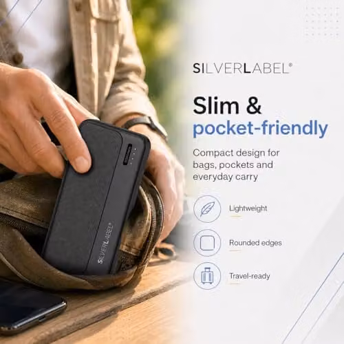 SilverLabel 5,000mAh Portable Power Bank with USB Output, Black – 3