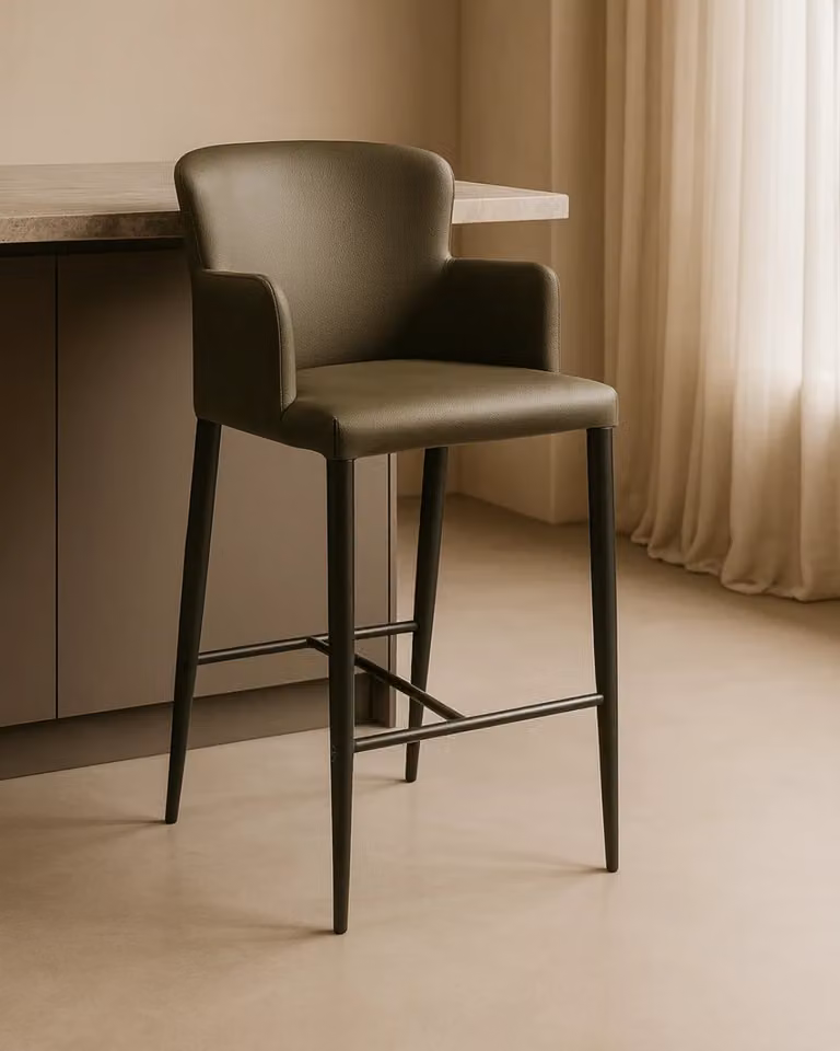 Varsi Counter Stool in Baretta Green with Upholstered Frame