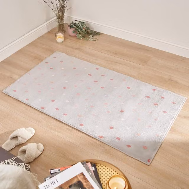 Dreamscene Dalmatian Spotty Print Grey Felt Rug