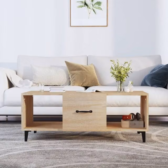 Berkfield Home Sonoma Oak Coffee Table in Brown, W/D/H: 102 x 50 x 40 cm