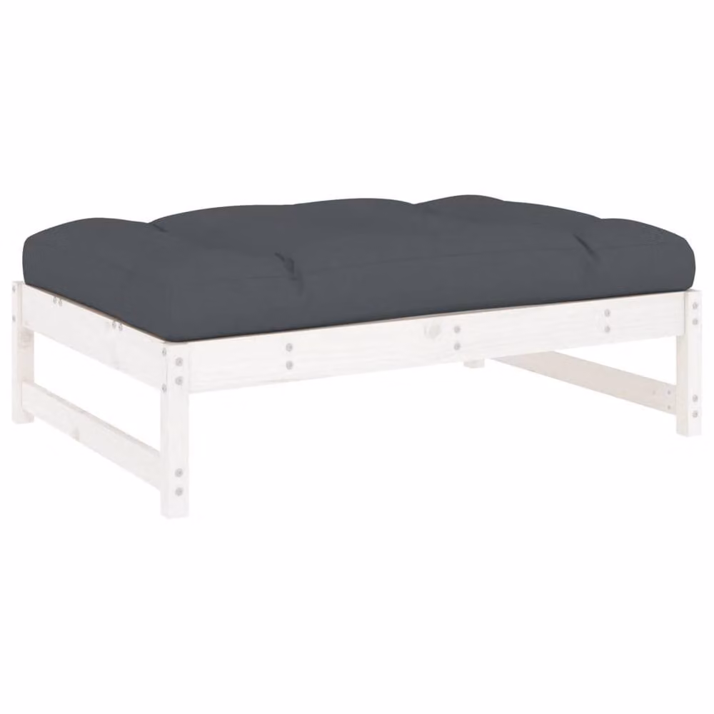 Berkfield Home Beautiful Garden Footstool in White Solid Pine Wood W/D/H: 120 x 80 x 30 cm – 2