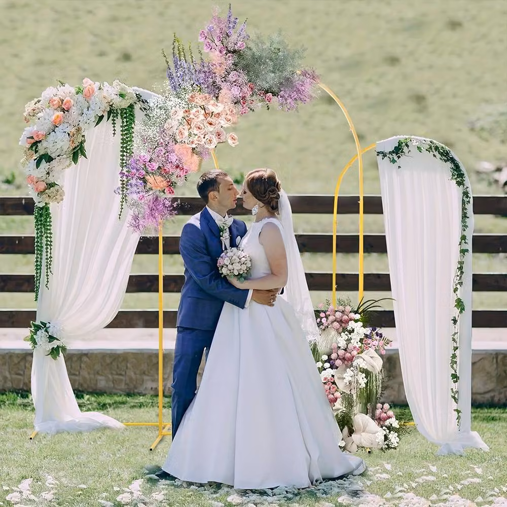 Ventryn Gold Metal Freestanding Round Wedding Arch and Floral Backdrop Stand – 3