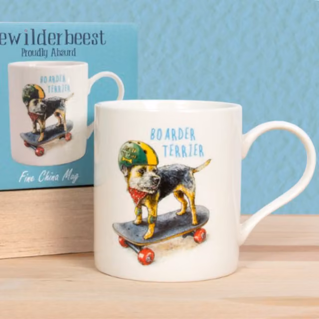 Leonardo White Bone China Border Terrier Skateboard Dog Mug