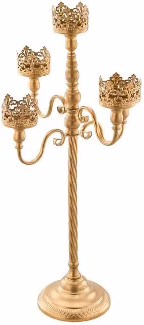 NESTLUNE 5 Arm Metal Floor Candle Holder Candelabra in Gold, Height: 100 cm, Width: 15 cm