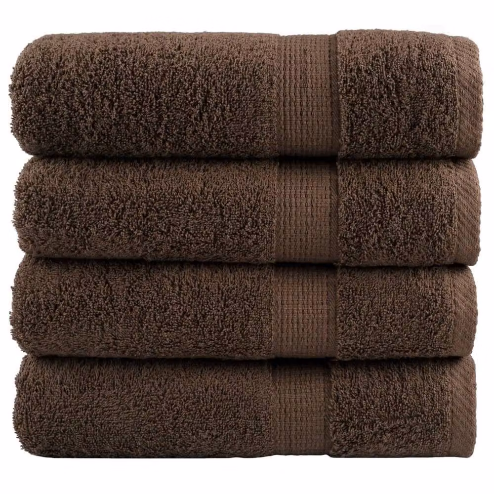 Berkfield Home SOLUND Premium Cotton Terry Hand Towels, 4 Pack, Brown, W: 50 cm, L: 100 cm, 600gsm – 2