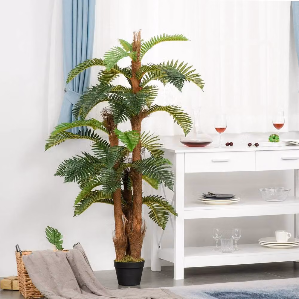 EONLION Artificial Green Fern Plant Tree with Concrete Base – 5