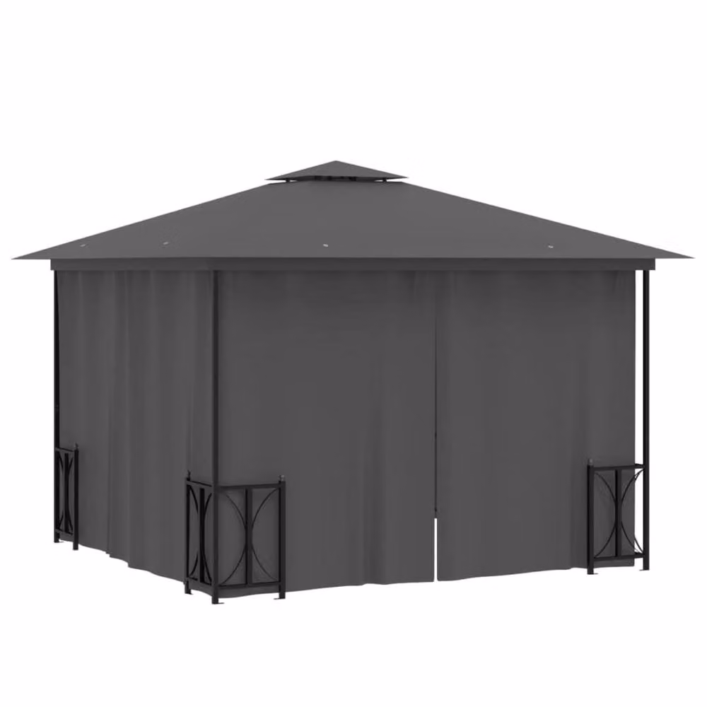 Berkfield Home Gazebo with Sidewalls and Double Roof, Anthracite, W/D/H: 300 x 300 x 265 cm – 4