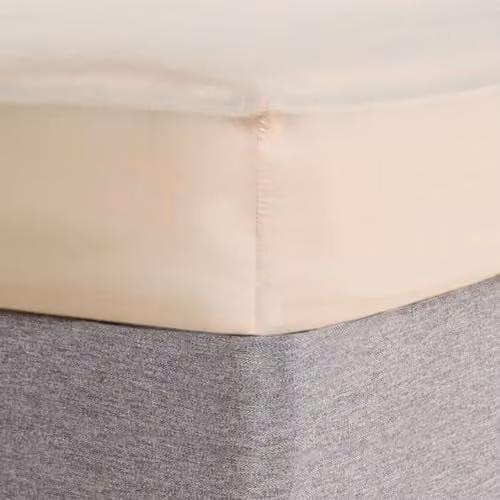 OHS Single Fitted Microfibre Bed Sheet, Non-Iron, Beige, W/D/H: 91 x 190 x 25 cm
