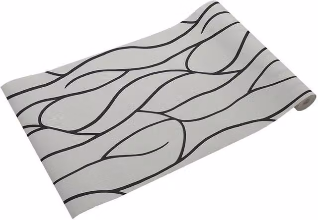 PAWNORA Black and White Striped 3D Embossed Non-Woven Wallpaper, 9.5m Roll – 1