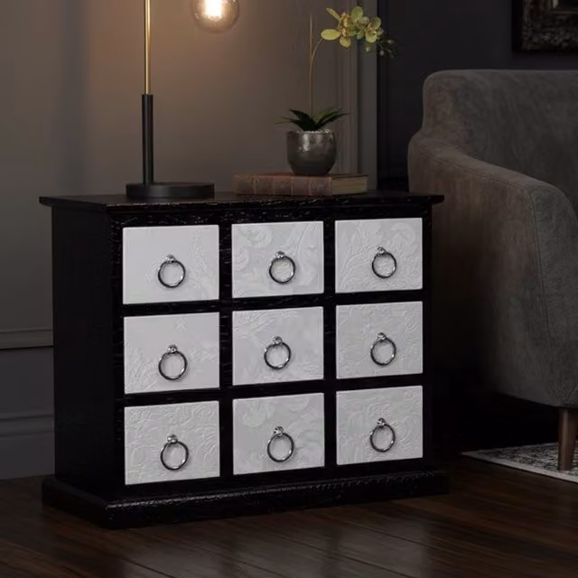 Interiors by Premier Modern Floral Black and White Metal Living Room Unit – 1
