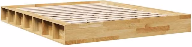 Berkfield Home Beautiful Solid Wood Oak Bed Frame in Brown, W: 140 cm, D: 203 cm