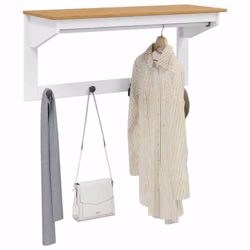 vidaXL Hall Tree with Bench in White and Brown, W/D/H: 90 x 35 x 41.5 cm