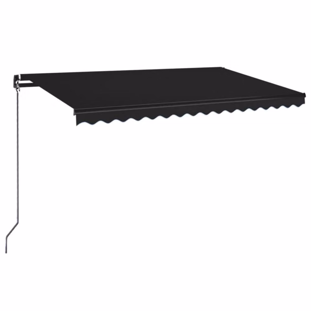 Berkfield Home Manual Retractable Semi-Cassette Awning with LED, Anthracite and Black, W: 450 cm, D: 350 cm – 2