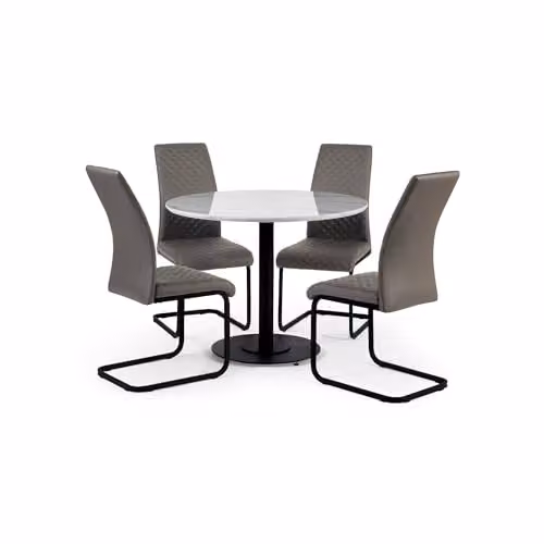 Julian Bowen Luca Round Marble Dining Table in White, H75 x W100 x D100 cm – 6