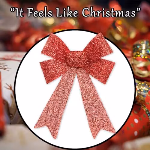 VFM e-Store Red Tinsel Bow Christmas Decoration W/D/H: 22 x 32 x 7 cm – 7