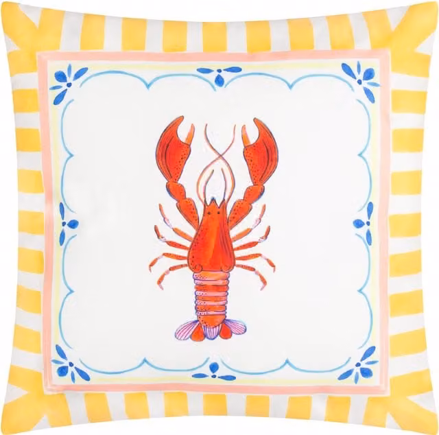 Make It A Home Brunch Stripes Printed Square Outdoor Cushion Cover in Multicolour and Yellow