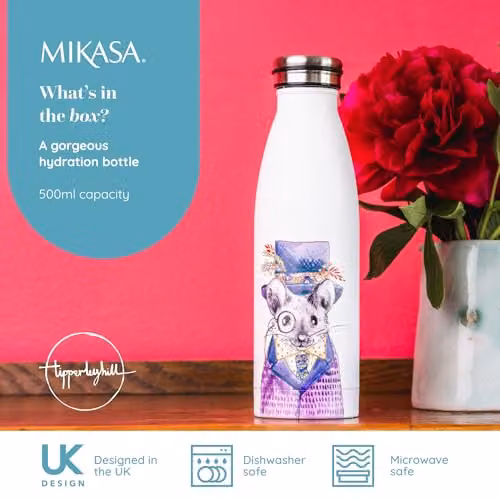 Mikasa Tipperleyhill Mouse Vacuum-Insulated Stainless Steel Water Bottle, 500ml, White and Multicolour – 2
