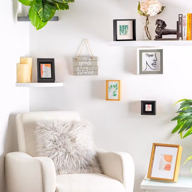Nicola Spring Pack of 5 White Rectangular 3D Deep Box Photo Frames with 5 x 7 inch Mount, W: 25.4 cm, H: 25.4 cm, D: 5.0 cm