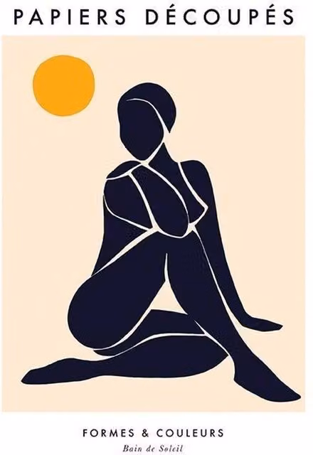 Dominique Vari Bain De Soleil Abstract Paper Poster in Beige and Multicolour